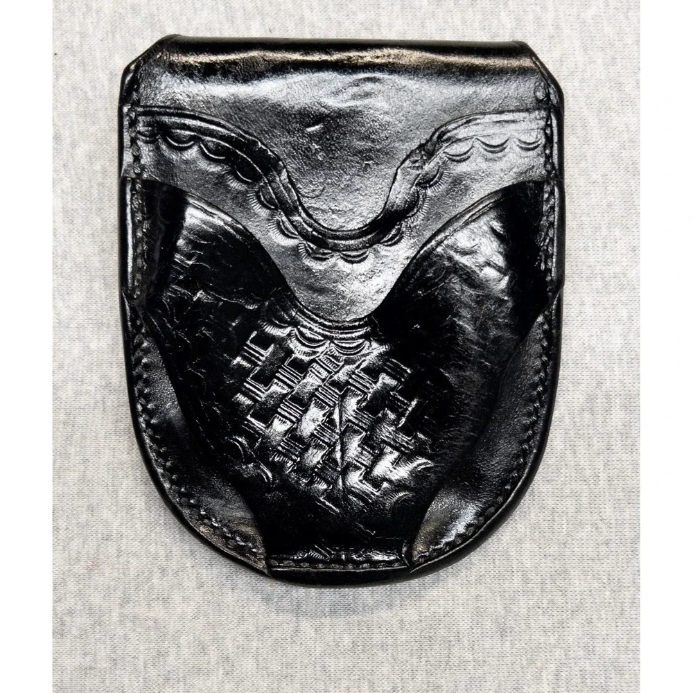Lewis Basket Weave Utility Belt Cuff Holder And Key Chain Holster Black‎ Leather
